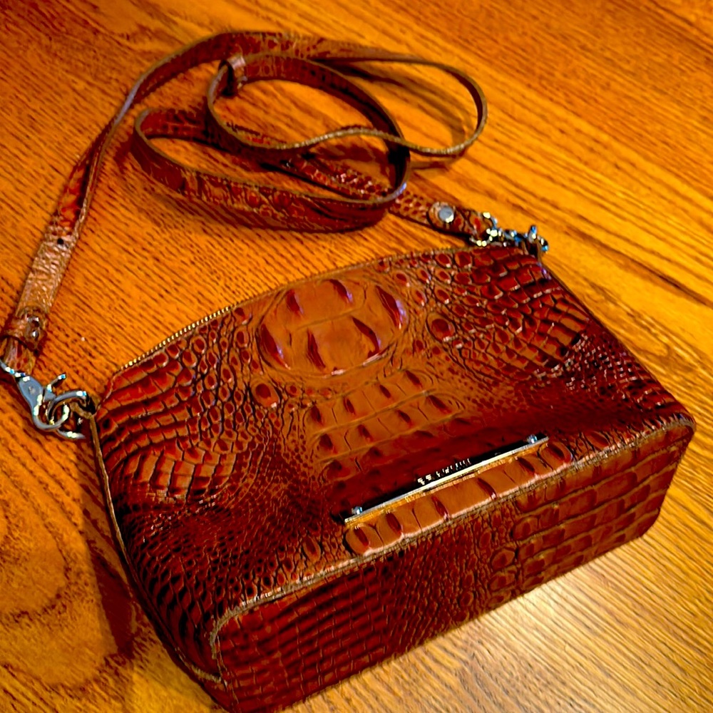 Brahmin tan leather crossbody bag